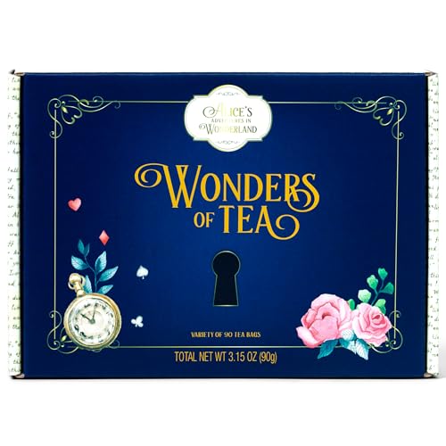 Alice im Wunderland -Wunder des Tees Geschenkset - 90 Stück - Teesortiment mit Geschmacksrichtungen - inkl. Buchzitaten und Illustrationen