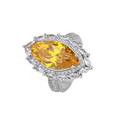 Psiroy 925 Sterling Silver Plated Marquise Cut Simulated Citrine CZ Halo Wedding Band Ring Engagement Ring for Women, Cubic Zirconia, Cubic Zirconia