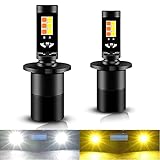 CIIHON H3 LED Fog Light Bulbs Dual Color 6000K White+3000K Yellow H3 Bulbs Switchback1900LM 35W LED