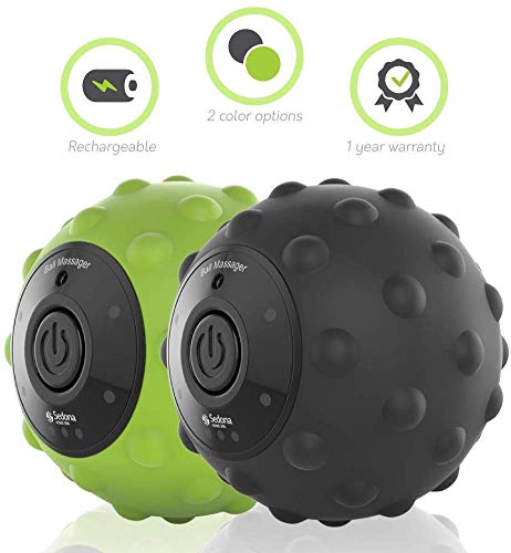 Sedona, 4 Speed Vibrating Massage Ball, Rechargeable Textured Foam Roller, Muscle Tension Pain And Pressure Relieving Fitness Massaging Balls, Myofascial Release For Feet Arms Back And Neck, Black #TOP2