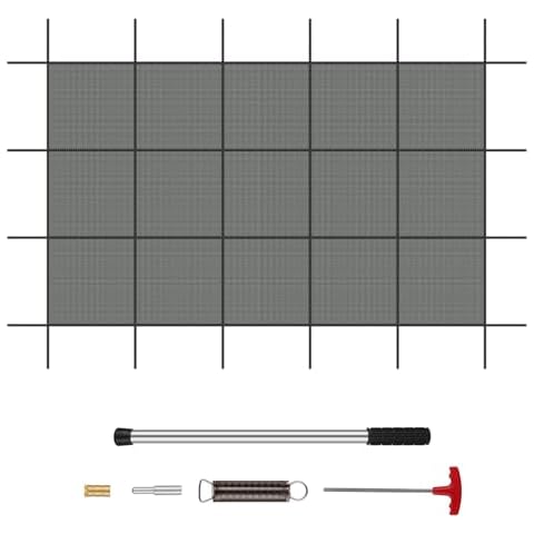 Superior 99% Shading Rate Inground Pool Safety Cover,Fits 16x30ft Rectangle Swimming Pool,Mesh Pool Cover for Inground Pools,Winter Inground Pool Cover with Safety Net and Installation Tools - Gray Cover