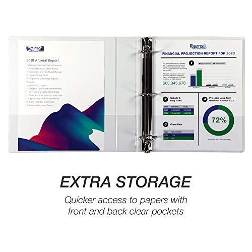 Image of Samsill Durable 1.5 inch 3 Ring Binder, D Ring Binder, 100% Recycled Chipboard, White, 12 Pack