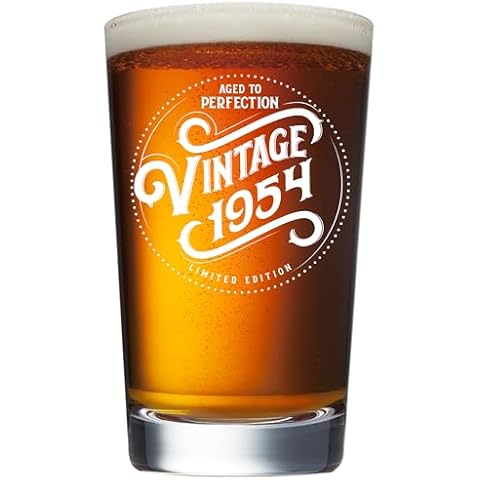 70th Birthday Gifts for Men Women - 1954 Vintage Style 16 oz Beer Glass - 70th Birthday Decorations for Men - Happy Bday Party Supplies - 70 Year Old Gifts for Women - Mens 70th Birthday Gifts Ideas Cover
