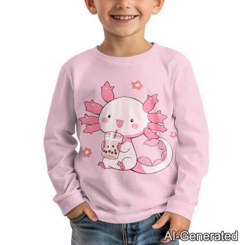Image of Renewold Boys Girls Tees Kids T-Shirt Long Sleeve Crewneck T Shirts Casual Athletic Tops Clothing for Home School Travel