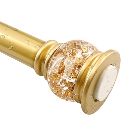 JZKaspar Shower Curtain Rod 27 to 60 Inch,1 Inch Diameter Shower Rod for Bathroom, No Drilling Tension Curtain Rod for Window, Adjustable Spring Tension Rod,No Drilling,No Rust,Gold