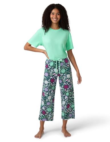 Image of HUE Women's Summer Vacation Pajama Separates, Soft, Whimsical Print Pjs with Tropical Beach Themes, Flip Flops, Cocktails