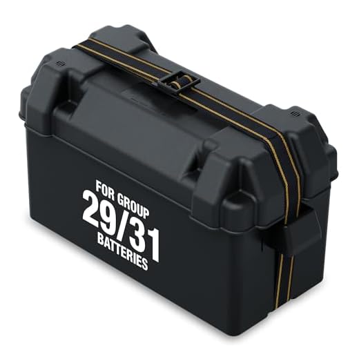 Attwood 9084-1 Large 29/31 Series Vented Marine Boat Battery Box with Mounting Kit and Strap, Black