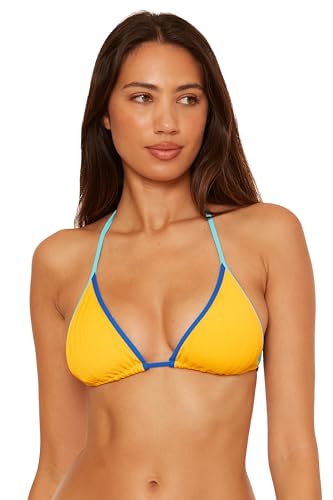 BECCA Women's Crinkle Crush Triangle Bikini Top, Adjustable, Tie Back, Swimwear Separates