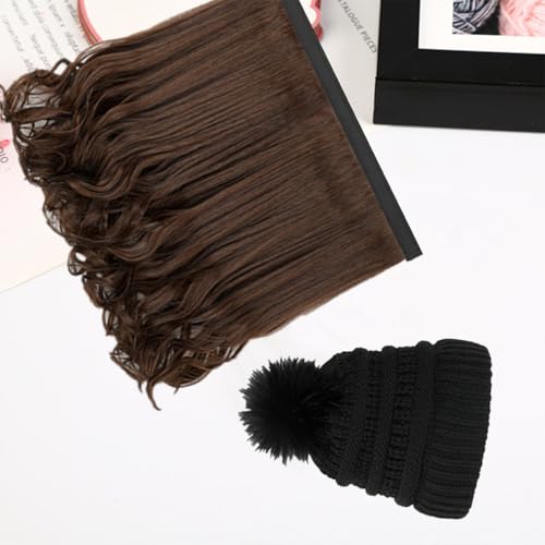 Gorro de lana stretchable YARNOW para mujer con extensiones de pelo 5