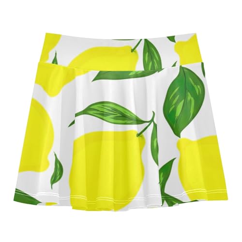 Joisal Girls' Shorts Athletic Skorts Kids Tennis Skirts Dance Golf Flowy Skirt Yellow Lemons Green Leaves 3t