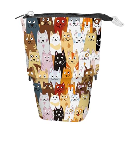 Online X-Pand Trousse à Crayons 2 en 1 Convertible avec Motif de Chat et 3 Compartiments intérieurs pour Fournitures d'écriture, Maquillage, pinceaux, etc. I Trousse...