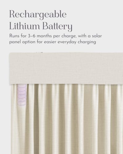 Image of Graywind Motorized Curtains with Track, Light Filtering Smart Curtains, Rechargeable Curtains Compatible with Alexa & Remote Control for Large Windows, Custom Drapes Up to 220 inch, Hush (Beige)
