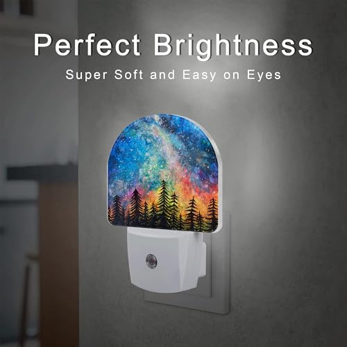 Image of Northern Lights and Forest Night Light for Kids,Milky Way Galaxy Trees Night Light Plug in with Dusk to Dawn Sensor,0.5w Energy Saving Nightlight for Hallway Stairway Kitchen Bedroom