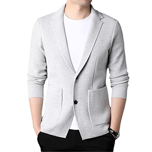 Cardigan en laine pour homme tricoté coupe ajustée style coréen blanc