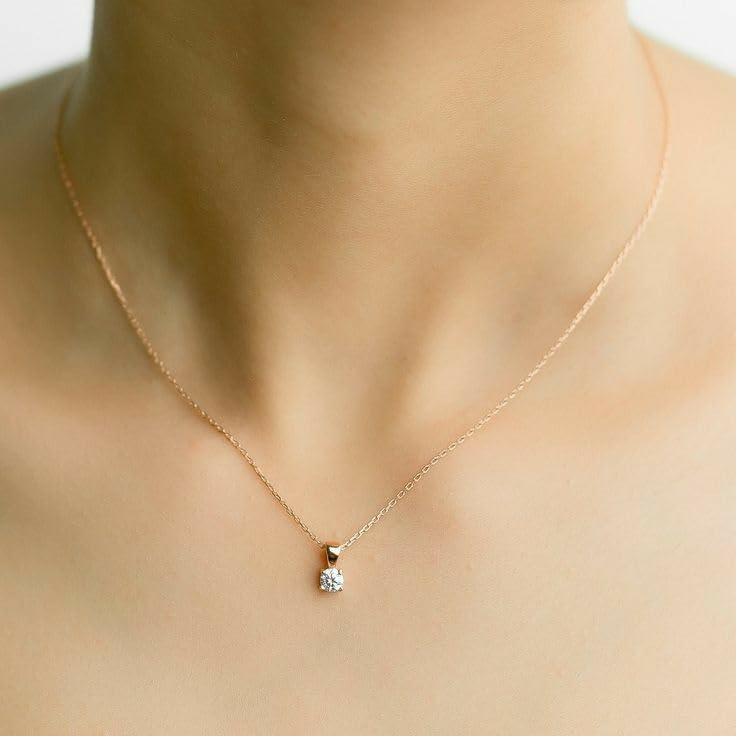 EternalDia IGI Certified 0.25Ct-3.00 Carat Diamond Color/Clarity F-VS2, 14K Gold 4 Prong Set Round-cut Lab Grown Diamond Solitaire Necklace Pendant Chain3