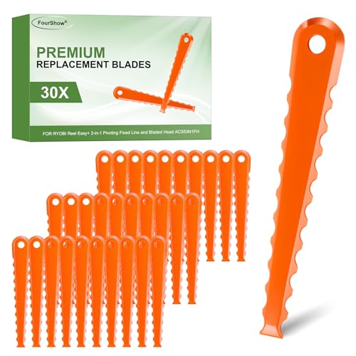 FourShow Replacement Blades Compatible with Ryobi String Trimmer Head 30Pcs AC053N1FB Replacement Blades for RYOBI 3-in-1 Fixed String Trimmer Head AC053N1FH