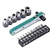 Produktbild 17pcs Dual-Drive Kopf rechtwinklig Mini Ratschen Schraubendreher Bit Set mit Steckschlüssel Flach Bits, Phillips Bits, Drehmoment Bits