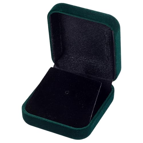 SUNNYCLUE Caixa de armazenamento de exibição de medalha única caixa de presente quadrada de veludo 5 x 5 x 2 cm verde escuro desafio moeda apresentação medalha lapela broche crachá exibição estojo de