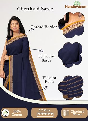 Image of Women's Chettinad Cotton Sarees | Handloom Saree with Blouse | Pure Cotton Sarees for Women Daily use and All Occasion Wear| Soft, Comfort Cotton Saree