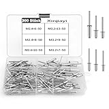 Xinjiayi 300 tlg Aluminium Nieten, Nieten Set 2,4/3,2 mm, 6 Größen Silber Blindnieten Set, Popnieten Sortiment für Blindnietzangen Metall Möbel Holz Marine Schiffsbau