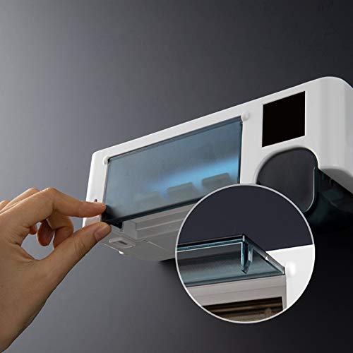 GOAUS Toothbrush Holder Wall Mounted with Sterilizer Function Toothpaste Dispenser,Toothbrush Sanitizer with Toothpaste Squeezer,Electric Toothbrush Organizer,Bathroom Set for Family Kids