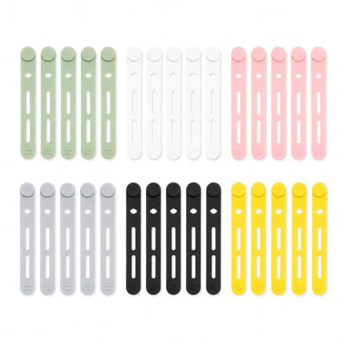 Bridas Reutilizables para Cables 30 Piezas, Correas Ajustables de Silicona, Organizador de Cables de Carga Auriculares Ordenador, para Escritorio Casa Viaje