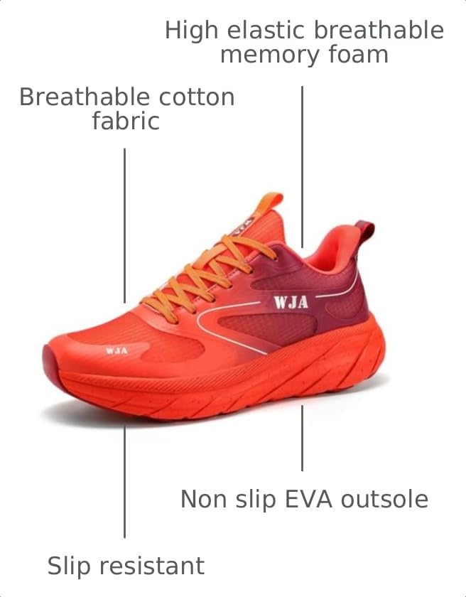 Image of WJA Men's Road-Running-Shoes Walking Fashion Athletic Sneakers Comfort Lightweight Working Gym Mesh Shoes.