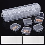 KeaJuidy Juego de 24 cajas de almacenamiento transparentes para uñas y 2 cajas grandes con cinta adhesiva de doble cara, pequeños recipientes de plástico para joyas, piezas pequeñas