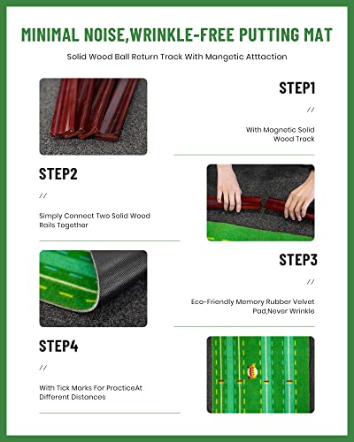 Golf Putting Greens For Indoor Use Three-Track Golf Putting Mat With Ball Return System Winkle-Free Indoor Putting Green For Practicing At Home Or Office, Great Gift For Golf Lover #TOP4