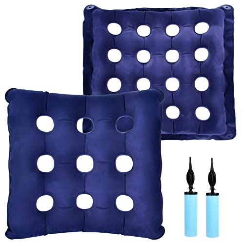 Akamino 2 Pack Inflatable Seat Cushion, Portable Waffle Chair Cushion With Inflatable Pump, Pressure Relief Seat Cushion For Tailbone Sciatica Office Wheelchair Travel Cars (Blue) #TOP24