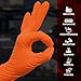 Jointown Basic Heavy Duty Nitrile Gloves, Mechanic Gloves 8 Mil Nitrile Disposable, with Raised Diamond Texture, Case of 100, Orange, Medium