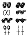 CASSIECA 8 Paires Acier Inoxydable Boucles d’Oreilles Anneau pour Homme Femme Ronde Clou d’Oreille Piercing 18G Huggie Boucles D'oreilles Croix Pendentif Ronde Zircone