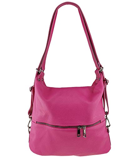 Freyday 2in1 Rucksackhandtasche Designer Damen Handtasche Henkeltasche 100% Echtleder HR02 (Pink) Cover