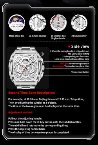 Image of OLEVS Men Watches Business Dress Chronograph Big Square Quartz Analog Male Watch Silicone Strap Waterproof Date Gift Mens Wrsit Watch Silver