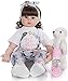 GAOFQ 24 Pouces 60 cm Reborn bébé poupée Cheveux Longs Princesse Fille poupée Doux Silicone bébés avec Sucette magnétique Jouets Cadeau d'anniversaire pour Enfants Cadeau de Noël, D