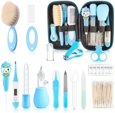 Baby Grooming Kit，Infant Safety Care Setwith Hair Brush Comb Nail Clipper Nasal Aspirator Ear Cleaner,Baby Essentials Kit for Newborn Girls Boys