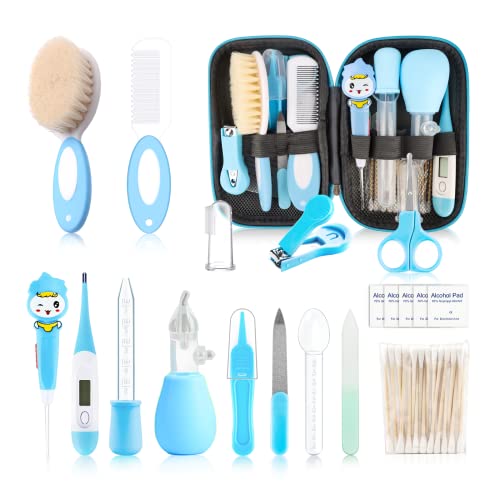 Baby Grooming Kit，Infant Safety Care Setwith Hair Brush Comb Nail Clipper Nasal Aspirator Ear Cleaner,Baby Essentials Kit for Newborn Girls Boys