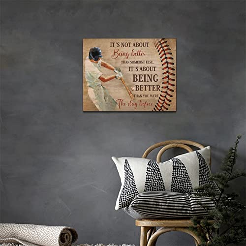 Inspirational Baseball Canvas Wall Art Sport Theme Wall Decor Motivational Quotes Painting Prints Framed Artwork Decor For Gym Classroom Playroom Bedroom 12"X16" #TOP2