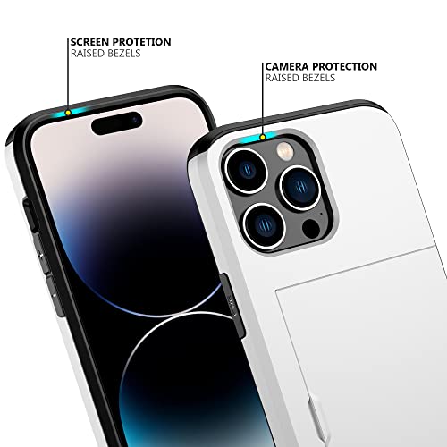 Nvollnoe for iPhone 14 Pro Max Case with Card Holder Heavy Duty Protective Dual Layer Shockproof Hidden Card Slot Slim Wallet Cover for iPhone 14 Pro Max for Women&Men(White) by Nvollnoe - Image 4