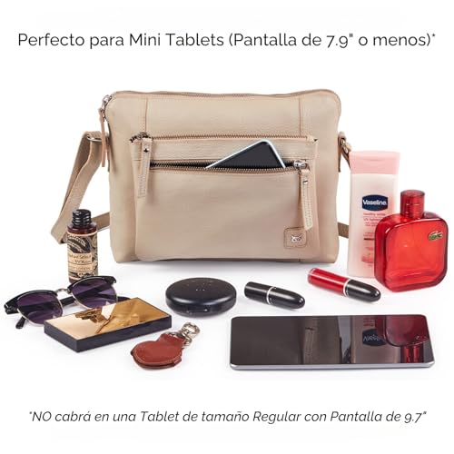 Wise Owl Accessories – Bolso bandolera mujer/bolso hombre de piel auténtica, bolso de hombro unisex con 5 bolsillos - imagen 7