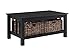 Walker Edison Furniture Company Rustic Wood Rectangle Coffee Accent Table Storage Baskets Living Room, 40 Inch, Black