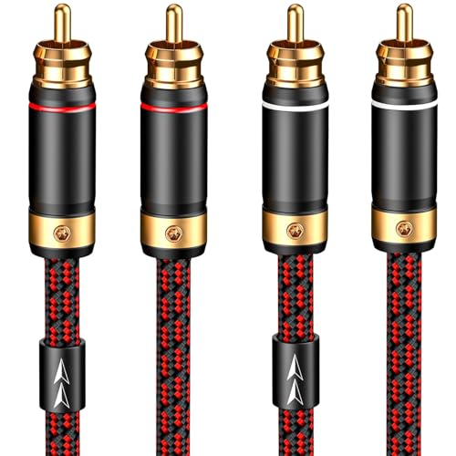 Cable RCA estéreo trenzado de 1,5m que elimina ruidos en el amplificador HiFi del salón