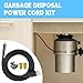 EP 9 ft Garbage Disposal Replacement Power Cord Kit, 14 AWG 3-Prong Appliance and Power Tool Cord for Any Garbage Disposal Model as InSinkErator