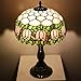 MQYXH Tiffany Lamp Stained Glass Table Lamps Pink Tulip Style Desk Lamp 12X12X18.5 Inch Bronze Ceramic Base Reading Light Suitable for Bedside Bedroom Living Room Dining Room Office