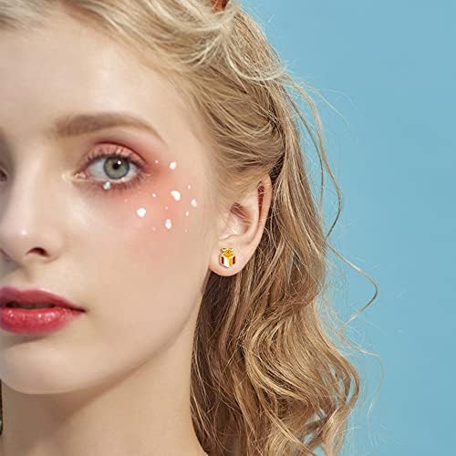 Shuxin Silver Christmas Stud Earrings for Women, 925 Sterling Silver Xmas Stud Earrings for Girls Kids, Silver Santa Claus Elk Bell Stud Earrings, 8mm Small Sleeper Studs Earrings, Gift for Christmas