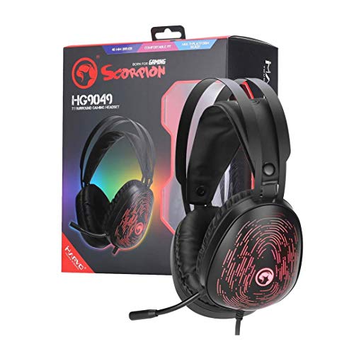 Scorpion - Cascos Gaming, Modelo MA-HG9049, Sonido Virtual 7.1, Micrófono Ajustable,...