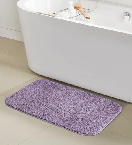 Image of Obsessions Ultra-Absorbent Quick-Dry Bath Mat | 1400 GSM Polyester | Soft, Non-Slip & Fast-Drying Bathroom Rug for Safety & Comfort | 40 x 60 cm | Mouve