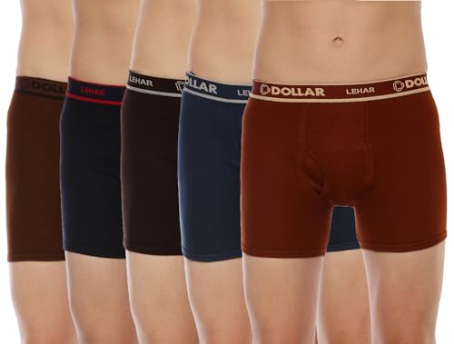 Dollar Lehar Mens Combed Cotton Trunk - Pack of 5 - Actual Colour May Vary