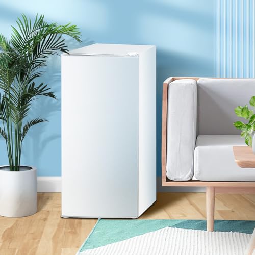 Kismile Upright Freezer, 6.0 Cu.ft Deep Freezer with Reversible Single Door,Removable Shelves, Small Stand Up Freezer with Adjustable Thermostat for Home/Kitchen/Office/Garage (White)