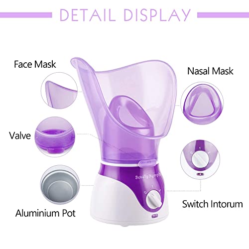 Face Steamer,Beauty Nymph Spa Home Facial Steamer Sauna Pores And Extract Blackheads, Rejuvenate And Hydrate Your Skin For Youthful Complexion- Face Steaming Skincare Deep Cleanse Spa (Purple A) #TOP2